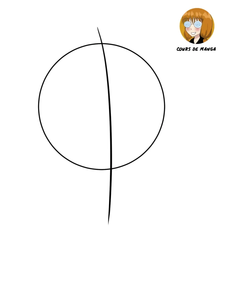 Etape 1 du tuto pour dessiner Nami : dessiner cercle et une ligne verticale