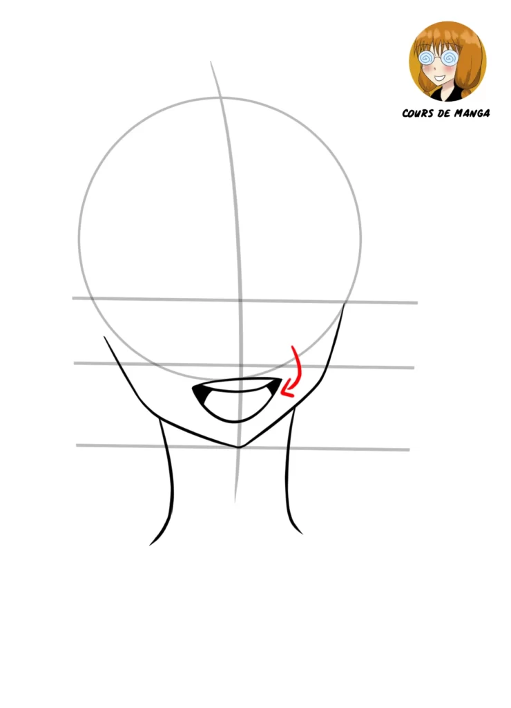 Etape 7 du tuto pour dessiner Nami : dessiner l'intérieur de la bouche